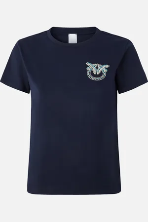 Pinko T-shirt maniche corte con ricamo gioiello Love Birds, , S