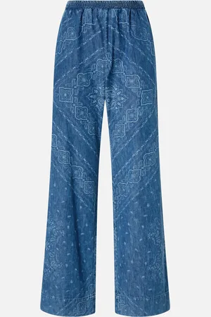 Pinko Pantaloni larghi denim leggero stampa bandana, , 38