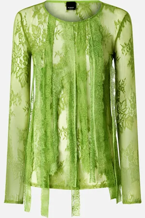 Pinko Maglia aderente in pizzo con frange, , XS
