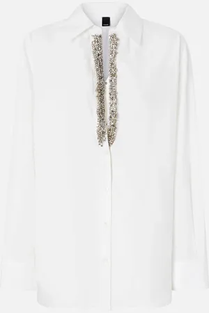 Pinko Camicia bianca scollo a V con strass, , L