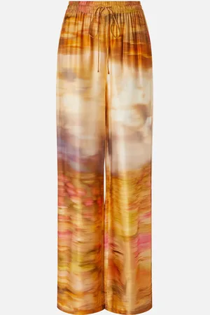 Pinko Pantaloni ampi leggeri stampati, Mult. beige/rosa, 42
