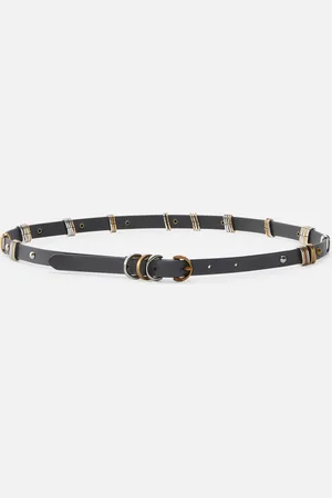 Pinko Cintura sottile 1,5cm cuoio con anelle in metallo, - , XS