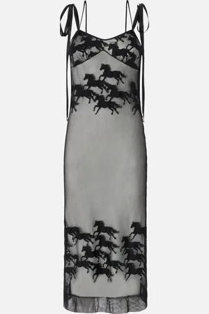 Pinko Abito midi trasparente con disegno cavalli Reimagine X Patrick McDowell, , 42