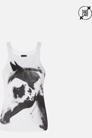 Pinko Canotta a costine stampa cavallo Reimagine X Patrick McDowell, , XL