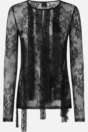 Pinko Maglia aderente in pizzo con frange, , M