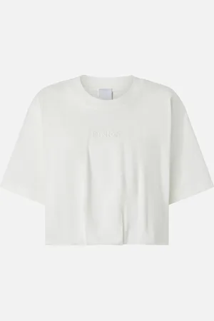 Pinko T-shirt corta e ampia con ricamo logo, - , S