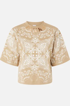 Pinko T-shirt stampa bandana, Mult. beige/bianco, XL