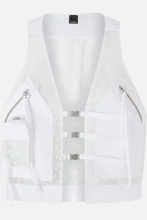 Pinko Gilet multitasche in leggera organza stampata, , 38