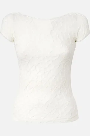 Pinko Maglia maniche corte aderente in pizzo, , M