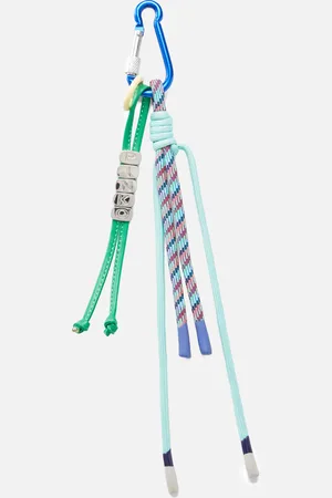 Pinko Portachiavi charm con cordini colorati e laccetto logato, Azzurro-nebbia blu-shiny nickel, U