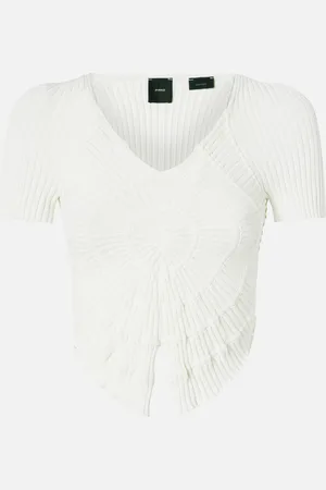 Pinko T-shirt corta in maglia a costine, - , L
