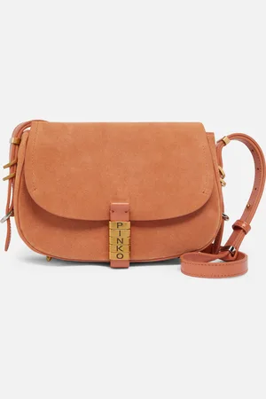 Pinko Borsetta a tracolla arrotondata in suede, Arancione brandy- , U