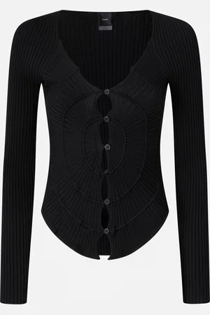 Pinko Cardigan aderente a costine con disegno sunny, , S