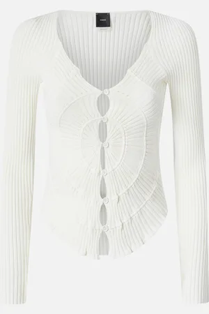 Pinko Cardigan aderente a costine con disegno sunny, - , XS