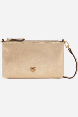 Pinko Borsa pochette mini Flat in suede shiny con tracolla, - , U