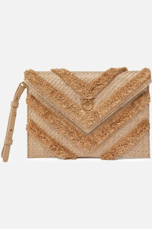 Pinko Borsa pochette piatta in rafia chevron sfrangiata, - - , U