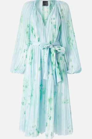 Pinko Vestito midi plissè stampa fiori, Mult. azzurro/blu/bianco, 38