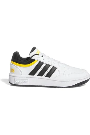 adidas Sneakers Bianche con dettagli Neri e Gialli Hoops 3.0 K