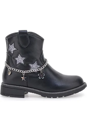 GRAZIE Stivaletti neri con catena decorativa e disegni GIRL 456833B