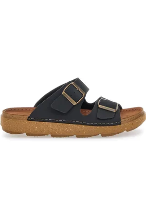 Inblu Ciabatte Nere Con Fibbie e Sottopiede in Pelle 16 Mt