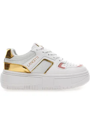 LANCETTI Sneakers con Flatform 01 Bianche e Oro