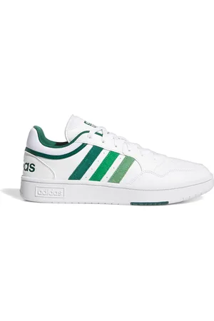adidas Sneakers Bianche con bande Verdi Hoops 3.0