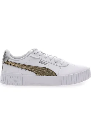PUMA Sneakers Bianche Casula con Lacci Carina 2.0 Mettalic Shine