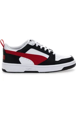 PUMA Sneakers Bianche Con Stringa Rossa Laterale Rebound V6 LO JR