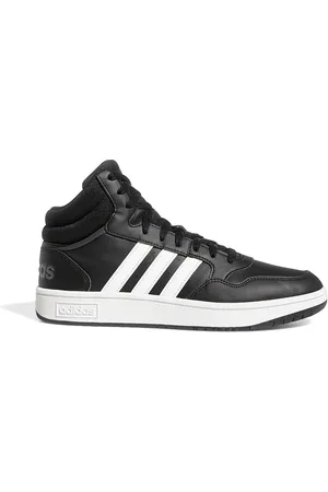 adidas Sneakers Mid-Cut nere con bande bianche Hoops 3.0 Mid