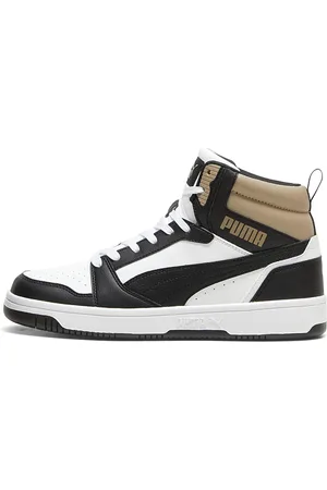 PUMA Sneakers Alte Bianche con dettagli neri e biege Rebound V6 Mid 39232622