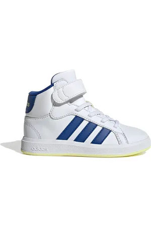 adidas Sneakers Mid-Cut bianche e Blu con dettagli colorati GRAND COURT MID K