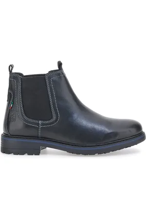 Marina militare Stivaletti Beatles Neri In Vera Pelle 1424