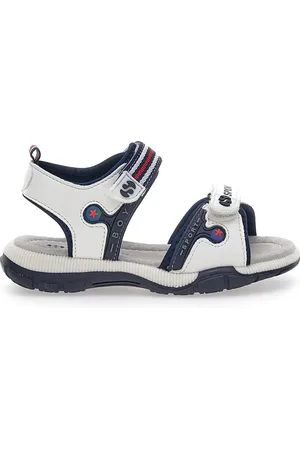 Superga Sandali Bianchi Con Strappi in Velcro 63278