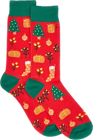 Crazy Socks Calzini Mid Calf Rossi Natalizi 007
