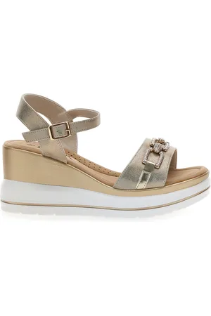 Energy Sandali Beige e Platino Con Zeppa 425