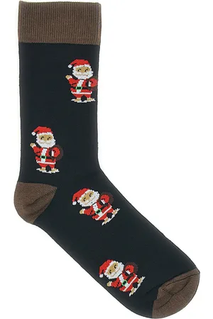 Crazy Socks Calzini Neri Con Babbo Natale Taglia Unica Natalizi 018