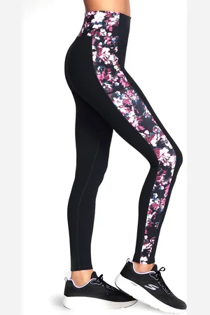 Skechers Pantaloni leggings sportivi neri Misty Floral High-Waisted Full Length