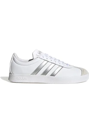 adidas Sneakers Bianche con Bande Argento VL Court Base