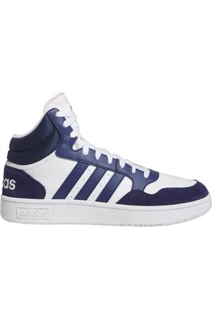 adidas Sneakers Bianche e Blu Hoops 3 Mid