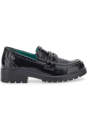 eco Mocassini neri Vegan effetto lucido J528246