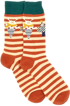Crazy Socks Calzini Mid Calf Arancio Natalizi 008