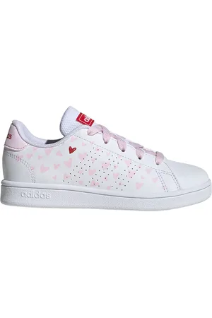 adidas Sneakers Bianche e Rosa Con Cuori Advantage K