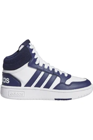 adidas Sneakers Mid-Cut Bianche e Blu Hoops 3 Mid K