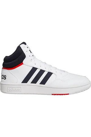 adidas Sneakers Bianche Alte con Lacci Hoops 3.0 Mid