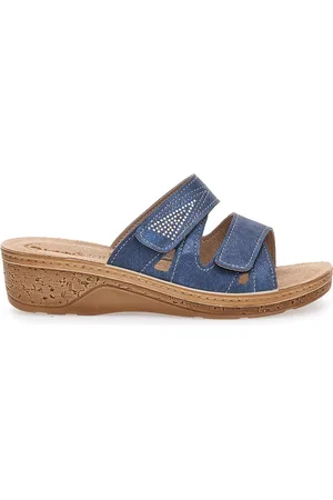 Inblu Ciabatte Jeans Con Strappi in Velcro 04 PV