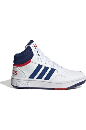 adidas Scarpe da Basket Hoops Mid 3 K Bianche e Blu
