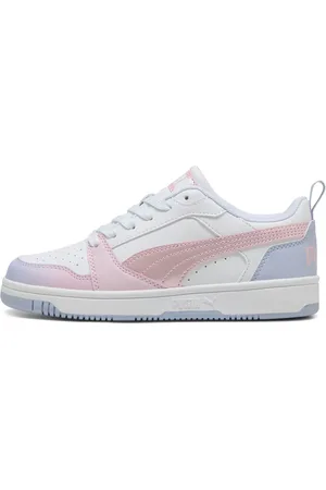 PUMA Snaakers Bianche e Dettagli Rosa e Lilla Rebound V6 Lo Blurry Dreams Jr