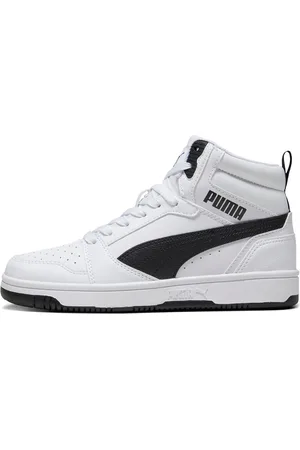PUMA Sneakers Mid-Cut Bianche e Dettagli Neri Rebound V6 Mid Jr