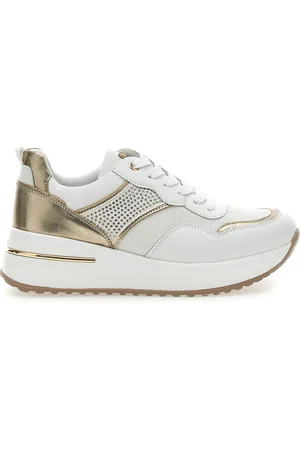 Inblu Scarpe Stringate Bianche e Oro con Platform 422 IN