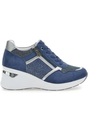 Inblu Stringate Blu con Platform e Tomaia Decorata 433 IN